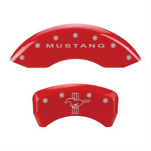 Mgp caliper covers 10197smbprd red powdercoated set of 4 ford mustang