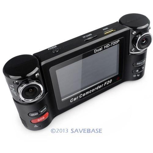 Hd dv dual camera lens car vehicle dvr cam dash video recorder ir remote control
