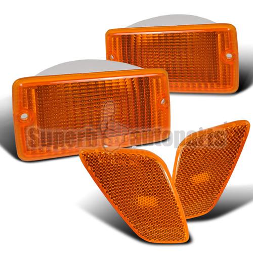 1996-1997 jeep wrangler bumper lights yellow+ side marker fender lamp amber depo