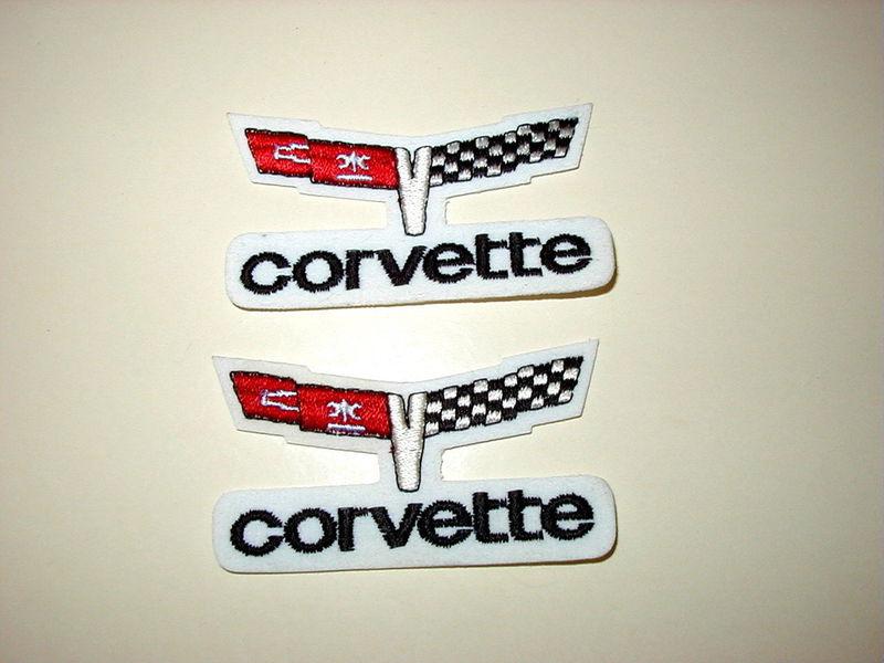 1980's corvette cross flags emblem patches vintage 2pc