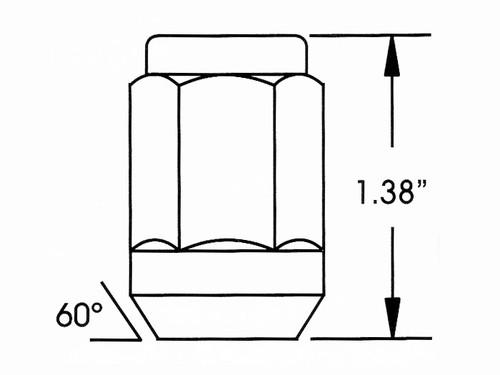 24 conical seat 13/16 hex heat treated bulge acorn lug nuts 14 x 1.5 1.38 height