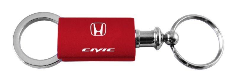 Honda civic red valet metal keychain car ring tag key fob logo lanyard