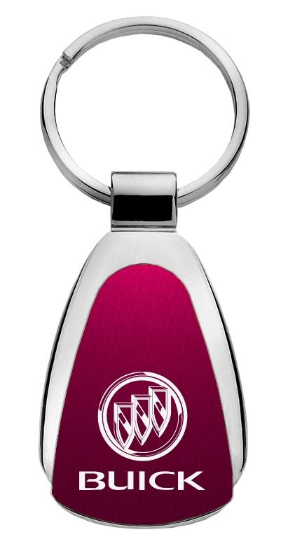 Buick burgundy tear drop metal key chain ring tag key fob logo lanyard