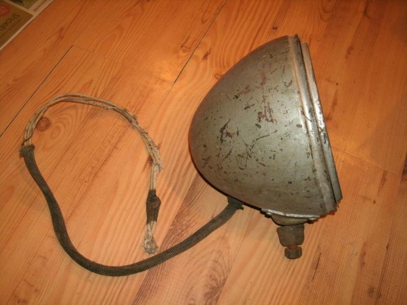 Vintage antique headlight cover with brass trim ring-- rat rod