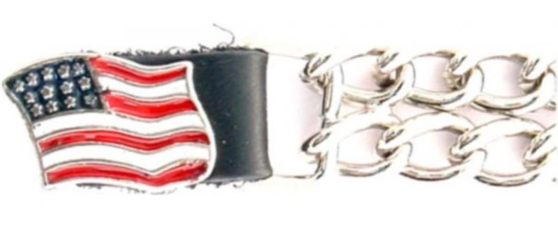 American us flag motorcycle snap vest extender leather double chain - new