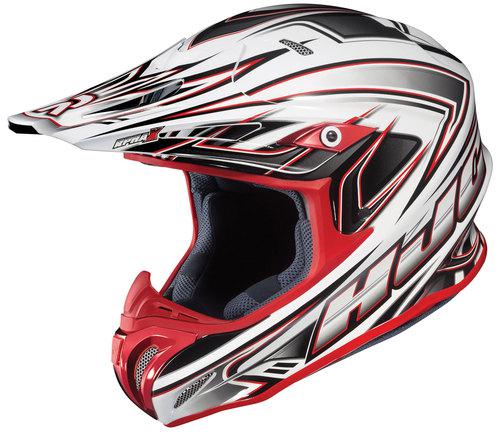 New hjc rpha-x motocross airaid adult helmet, white/silver/red, small