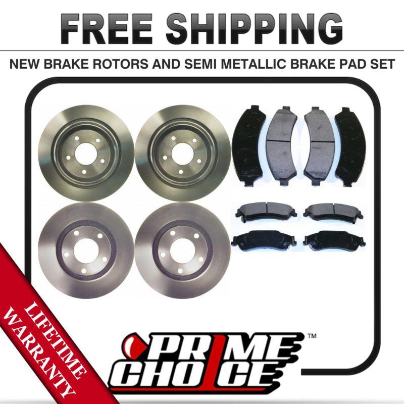 Front + rear kit (4) brake rotors & (8) brake pads with lifetime warranty