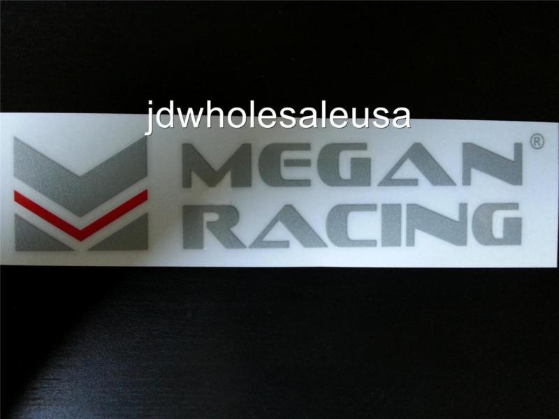 Megan racing decal sticker vinyl car truck sedan coupe hatch window silver & red