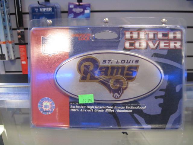 New in package  nfl st. louis rams oval metal hitch cover 