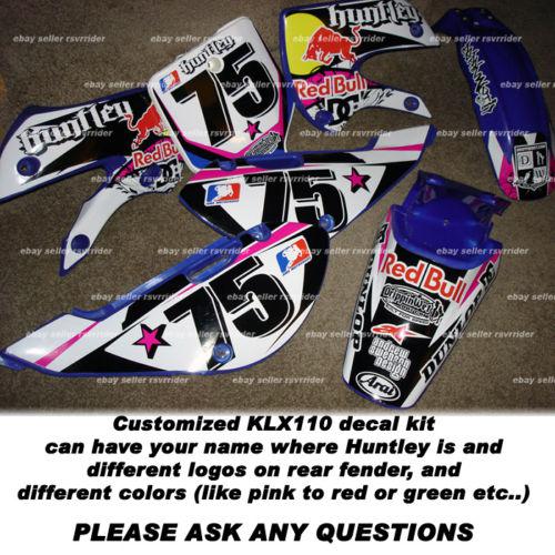 Custom graphics kit for kawasaki klx 110 kx65 mini pit bike