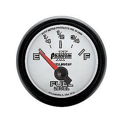 Autometer phantom ii electrical fuel level gauge 2 1/16" dia white/black face
