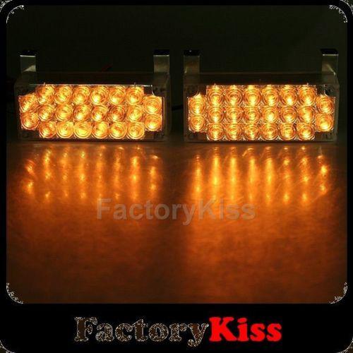 Gau new 2x 22 led car truck flash strobe light lamp 3 flashing modes amber