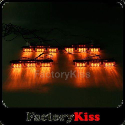 Gau new 4 x 9 led car amber flash strobe light 3 flashing modes #044