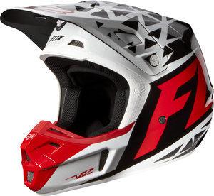 Fox racing v2 given 2014 mx/offroad helmet red/white