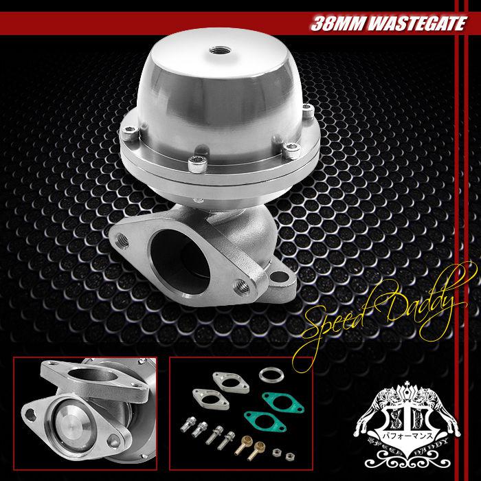 Type2 external 38mm turbo manifold wastegate wg bypass exhaust+spring psi silver