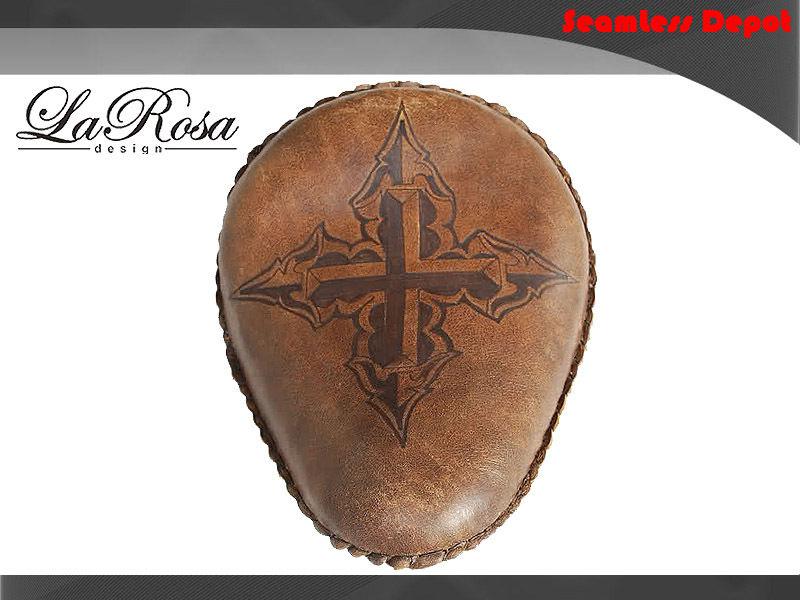 La rosa sportster 883 48 rustic brown leather gothic cross solo seat mount kit