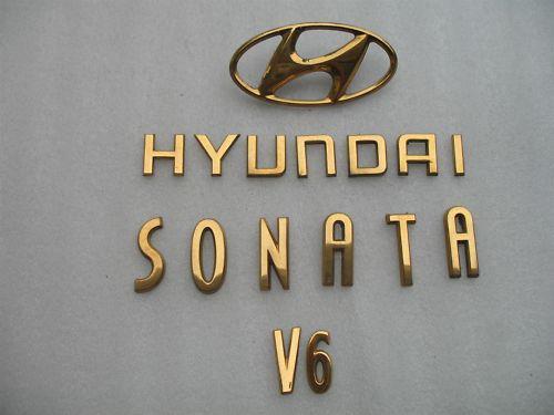 2000 hyundai sonata v6 rear trunk gold emblem logo set