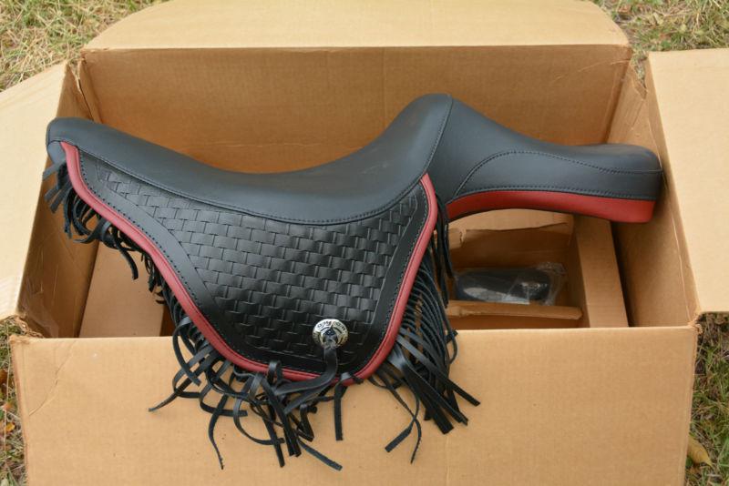 Flsts bucket seat with red trim fits 1997 up heritage springer