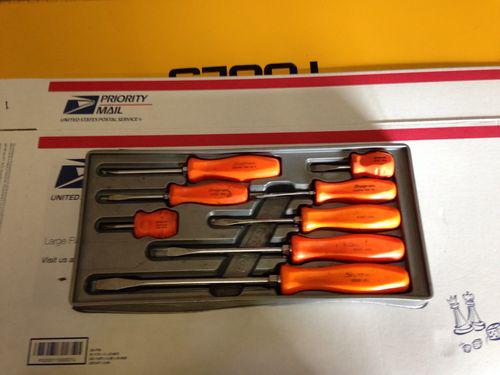 Snap on tools 8 pc screw driver set orange handles