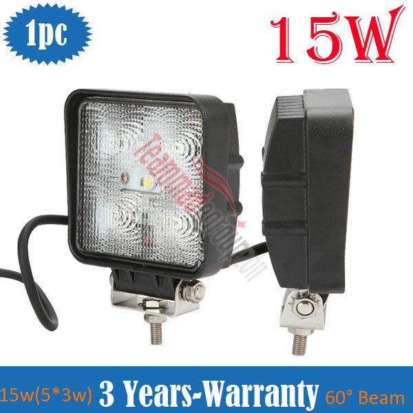 15w led offroad work light flood/euro beam atv jeep mine boat ute jeep square