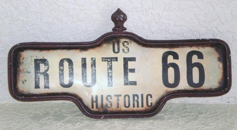 Large historic route 66 iron street sign garage man cave shop hot rod hog chevy 