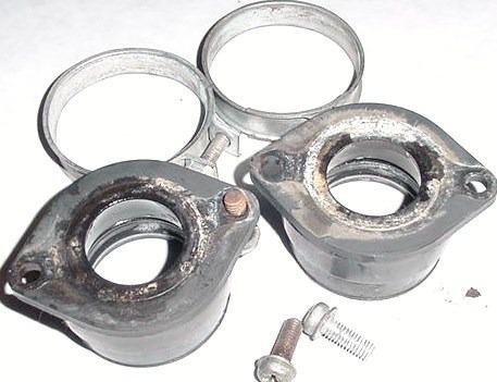 81-82 kawasaki kz305 kz 305 a2 oem intake manifold throttle clamps