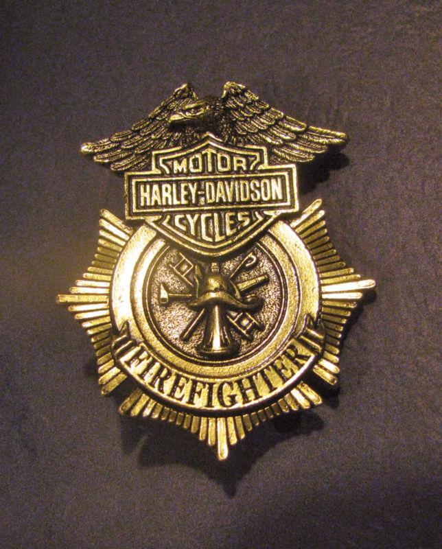 Harley-davidson firefighter motorcycle brass finish  belt buckle  full size !