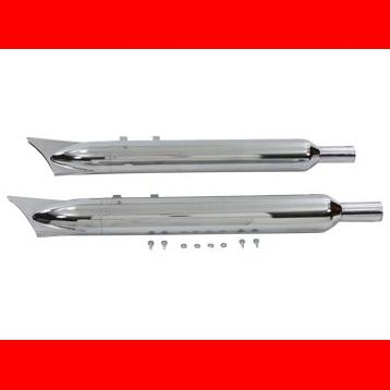 Chrome shark tail exhaust mufflers for 1995-up harley touring flt models