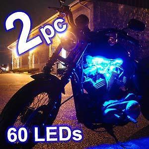 Blue moto motorcycle led neon light w 2 flexible strips