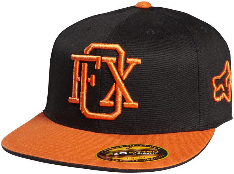 Fox drew-hef-burn black 210 fitted flexfit hat motocross cap hats mx 2014 orange