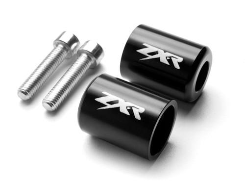 Black bar ends zxr engraved hand grips handlebar for 2003-2012 kawasaki zx6r-636