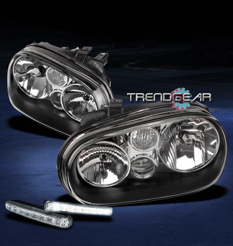 99-06 vw golf gti mk4/04 r32 black crystal head lights lamp+white led drl signal