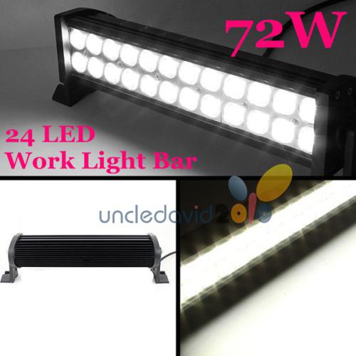 72w led work light bar flood beam offroad driving lamp atv ute jeep suv pickup