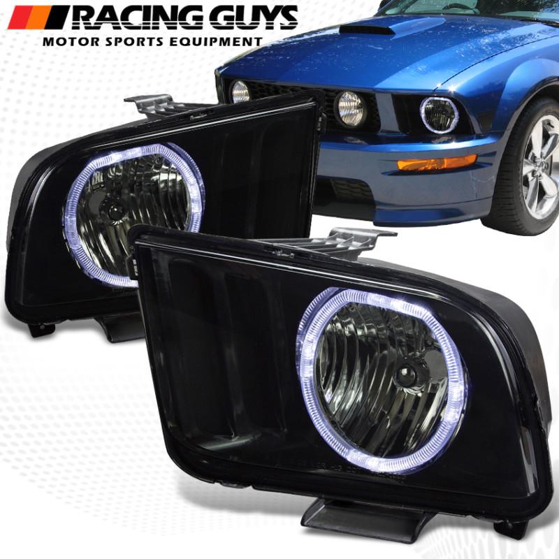 05-09 ford mustang black halo drl headlights smoke lamps running left right led