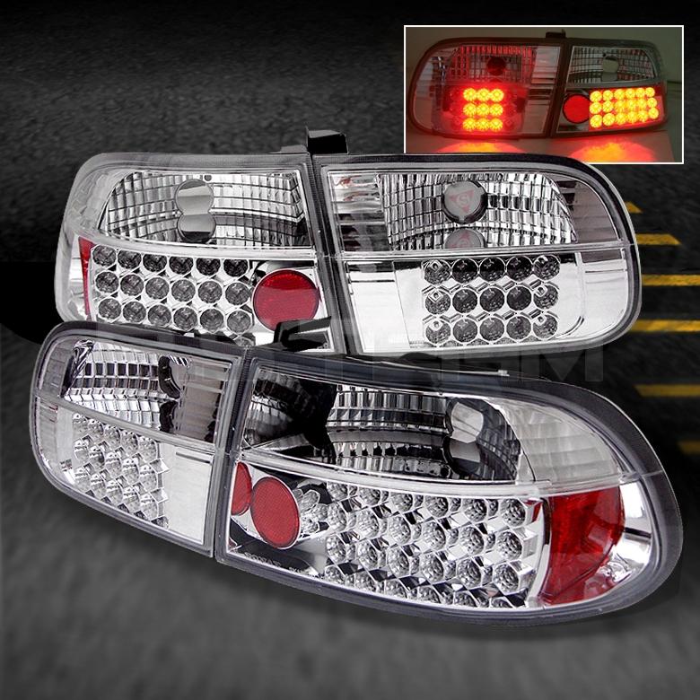 92-95 honda civic 3dr hatchback eg6 chrome 4pcs led tail lights w/trunk piece