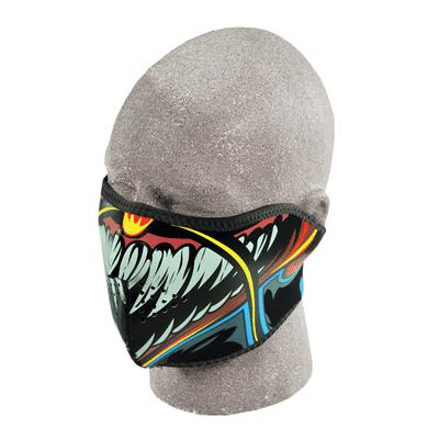 2 in 1 reversible motorcycle biker, ski mobile neoprene half face mask - devil