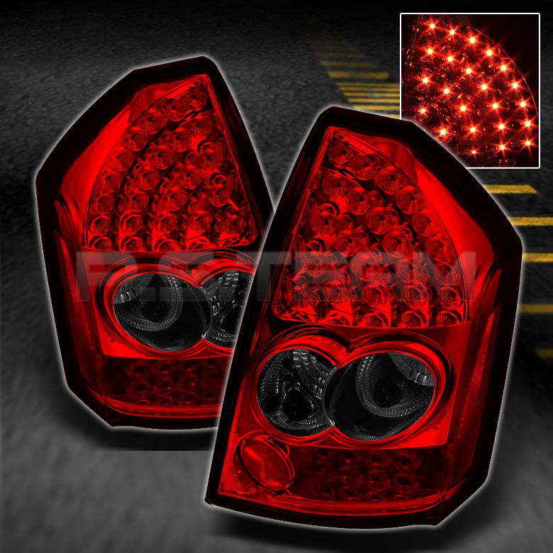 05-07 chrysler 300c red smoked led tail brake lights lamps pair left+right