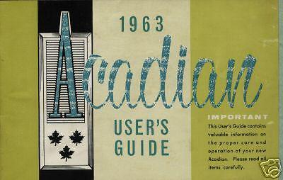 1963 acadian (pontiac of canada)  owners  manual, new, unreserved