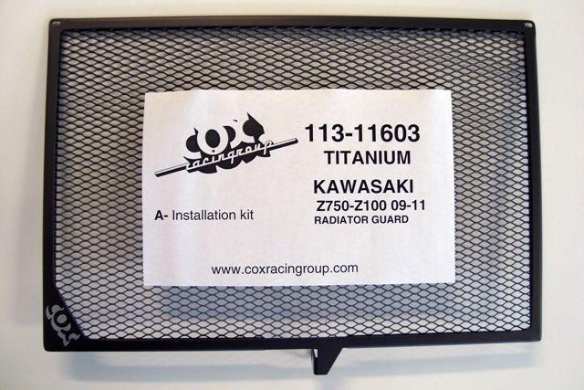 Cox racing radiator guard black for kawasaki z750 2009-2012 z1000 2009-2012