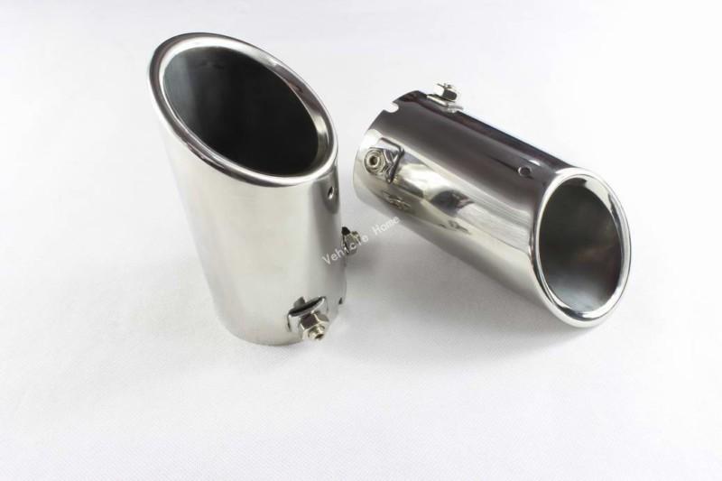 Pair outlet chrome exhaust muffler tip pipe for vw scirocco jetta mk6 2011-2013