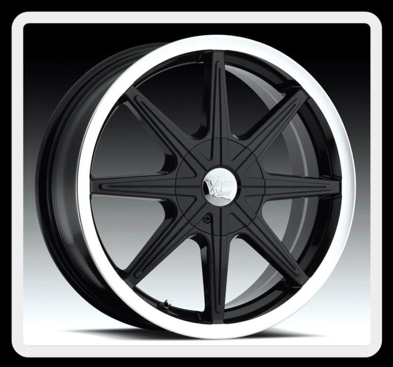 16" vision 378 kryptonite 4x100 civic accord cobalt black wheels rims free lugs