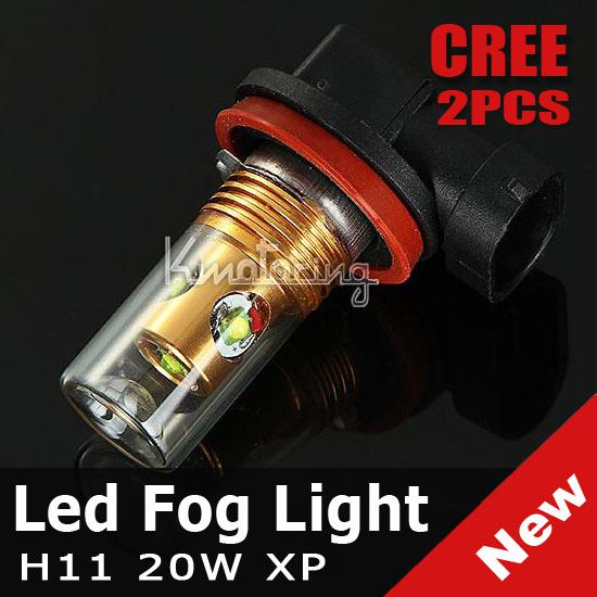 2pcs h11 20w cree led car day driving fog light drl lamp bulb xenon white 12v