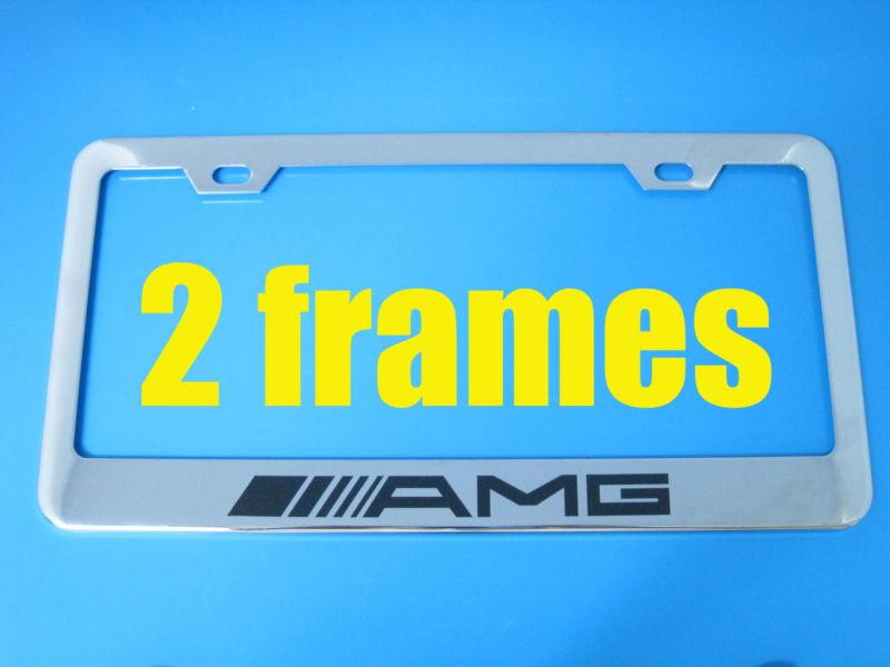 (2) "amg" mercedes-benz chrome metal license frame amg