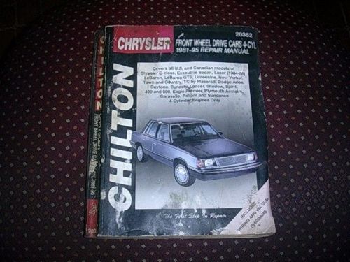 Chrysler front drive cars chilton repair manual 4-cyl cars 1981-1995