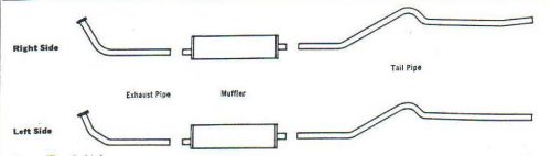 1955 ford convertible dual exhaust system, aluminized