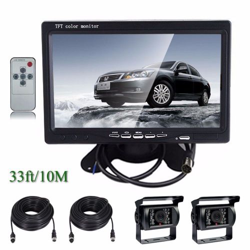 Hd 7&#034; 4-pin tft lcd monitor+2 x 10m / 33ft 4-pin cable+2x 4 pin camera for truck