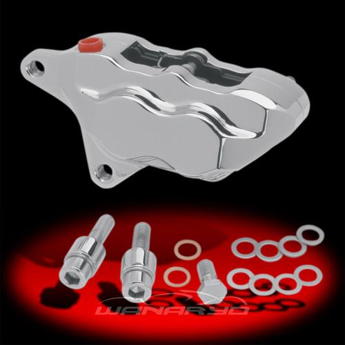 4 piston chrome left brake caliper for 11.5" rotor, 2000-newer harleys