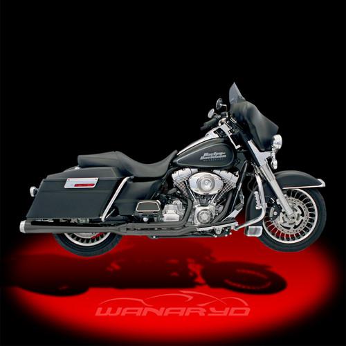 Road rage 2-into-1 exhaust systems,black long for 2007-2009 harley touring