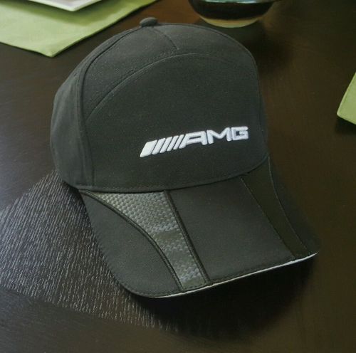 Mercedes-benz amg adjustable hat baseball cap black with carbon fiber look