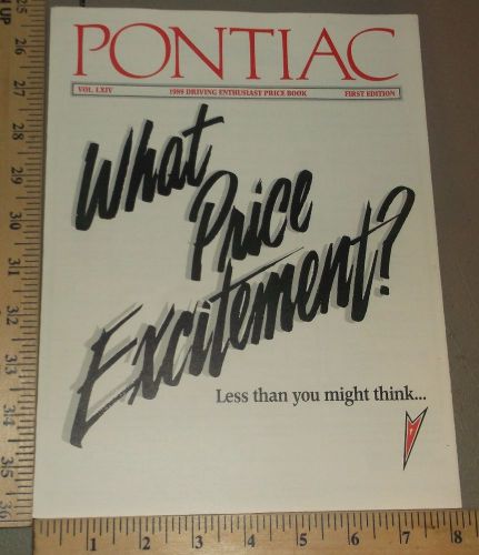 1989 pontiac what price excitement brochure first edition